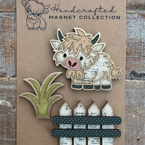 Téléchargement numérique instantané - fichier svg Highland Cow Magnet Set, fichier prêt pour le laser, fichier Glowforge, prêt pour Glowforge, Glowforge Aura, svg laser