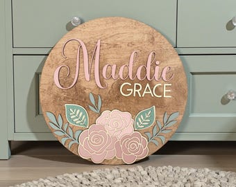 Instant digital download- Laser cut svg file, floral sign file, nursery sign svg, Glowforge svg file, laser file, Glowforge, door hanger svg