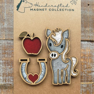 Téléchargement numérique instantané - Ensemble d'aimants sur le thème du cheval, prêt pour Glowforge, fichier svg prêt pour le laser, svg magnétique, aimants cheval, Glowforge