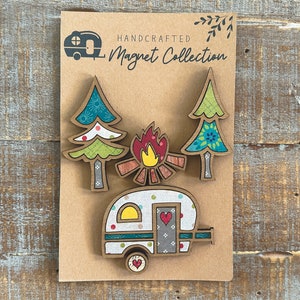 Téléchargement numérique instantané - fichier SVG de camping/camping-car Magnet Collection, fichier prêt pour le laser, Glowforge, svg laser, ensemble d'aimants, svg camping-car