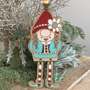 Instant digital download - Whimsical Girl Gnome Ornament SVG, engrave or score - perfect for Glowforge, laser machines