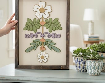 Instant digital download- Layered folk art inspired floral sign laser svg file, Glowforge svg file, laser design file, Glowforge design file