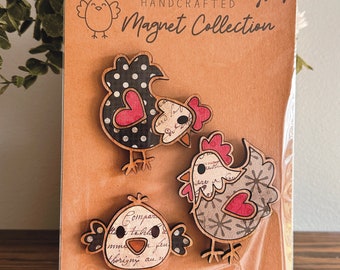 Instant digital download - Cute Chicken Magnet Collection SVG file, laser ready file, Glowforge, laser svg, magnet set svg files.