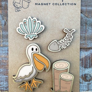 Sofortiger digitaler Download - Pelican, Strandstadt Themen Magnet Sammlung SVG-Datei, Laser bereit Datei, Glowforge, Laser svg, Laser Datei