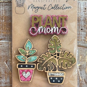 Descarga digital instantánea: archivo SVG de colección de imanes de plantas de interior, archivo listo para láser, Glowforge, svg láser, conjunto de imanes, svg de mamá de plantas