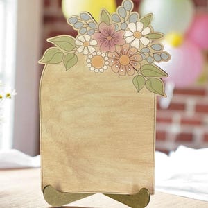 Digital Download- Floral Arch "Create a Sign" svg file, Glowforge file, laser svg file, laser sign, with stand and line elements, Glowforge