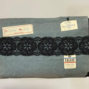 Pizzo francese vintage – Floreale nero – Dentelle de Calais – 100% nylon – 42 metri – Prodotto in Francia – Forniture per cucire