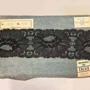 Pizzo francese vintage – Floreale nero – Dentelle de Calais – 100% nylon – 38 metri – Prodotto in Francia – Forniture per cucire