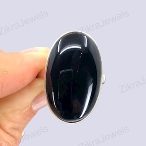 Vintage Black Onyx 925 Sterling Silver Ring - Statement Jewelry