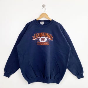 Sudadera de cuello redondo de los Tigers de la Universidad de Auburn de la NCAA de los años 90 con logotipo bordado en azul, talla XXL para hombre