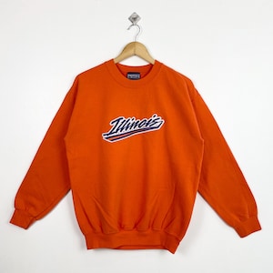Vintage University of Illinois Urbana Champaign ‘Fighting Illini’ Crewneck Sweatshirt Embroidery Logo Orange Color Men’s M