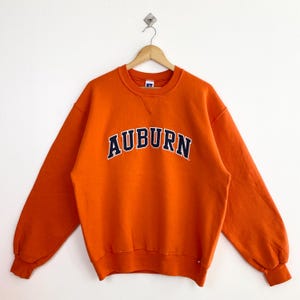 Sudadera de cuello redondo de los Tigers de la Universidad de Auburn de la NCAA de los años 90 con logotipo bordado, color naranja, para hombre, talla L