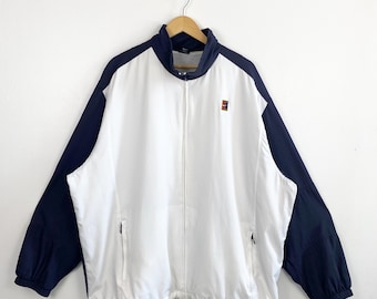Vintage Nike Windbreaker - Nike Court - Embroidery Logo - Blue, White Color - Men’s XXL