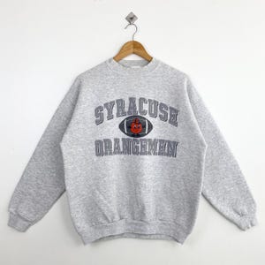 90s NCAA Syracuse University ‘Syracuse Orange’ Crewneck Sweatshirt Print Logo Grey Color Men’s L