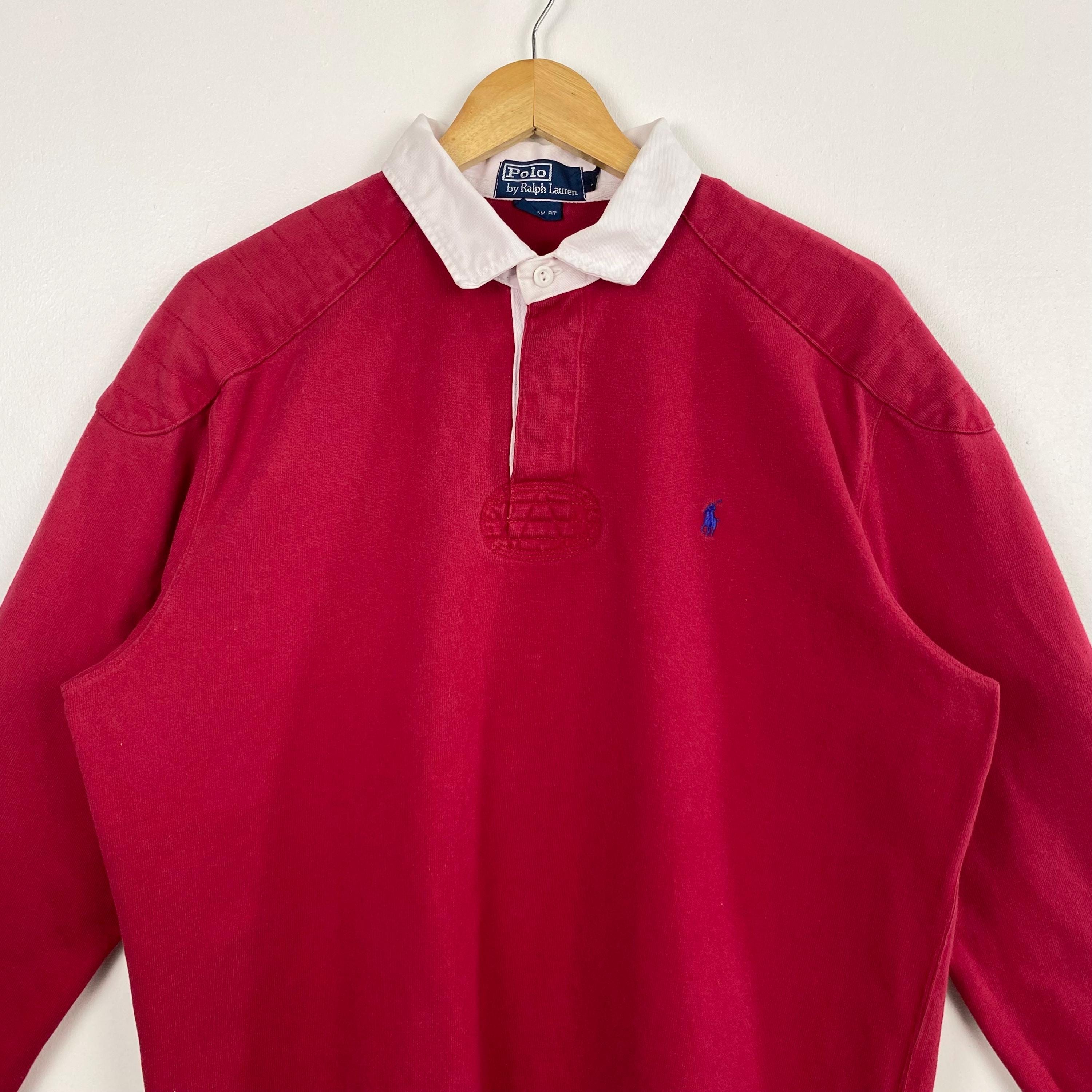 Vintage 90s Polo Ralph Lauren Rugby Shirt - Embroidery Logo - Red