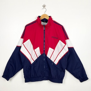 Vintage 90s Adidas Jacket - Embroidery Logo - Red, White, Blue Color - Men’s M