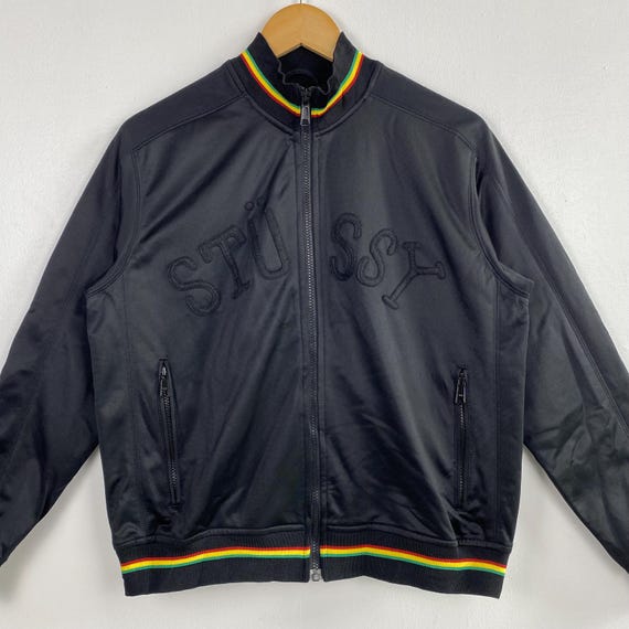 トップス old stussy track jacket made in USA Vintage Stussy Track Jacket - Stussy Gear - Patch Logo - Black