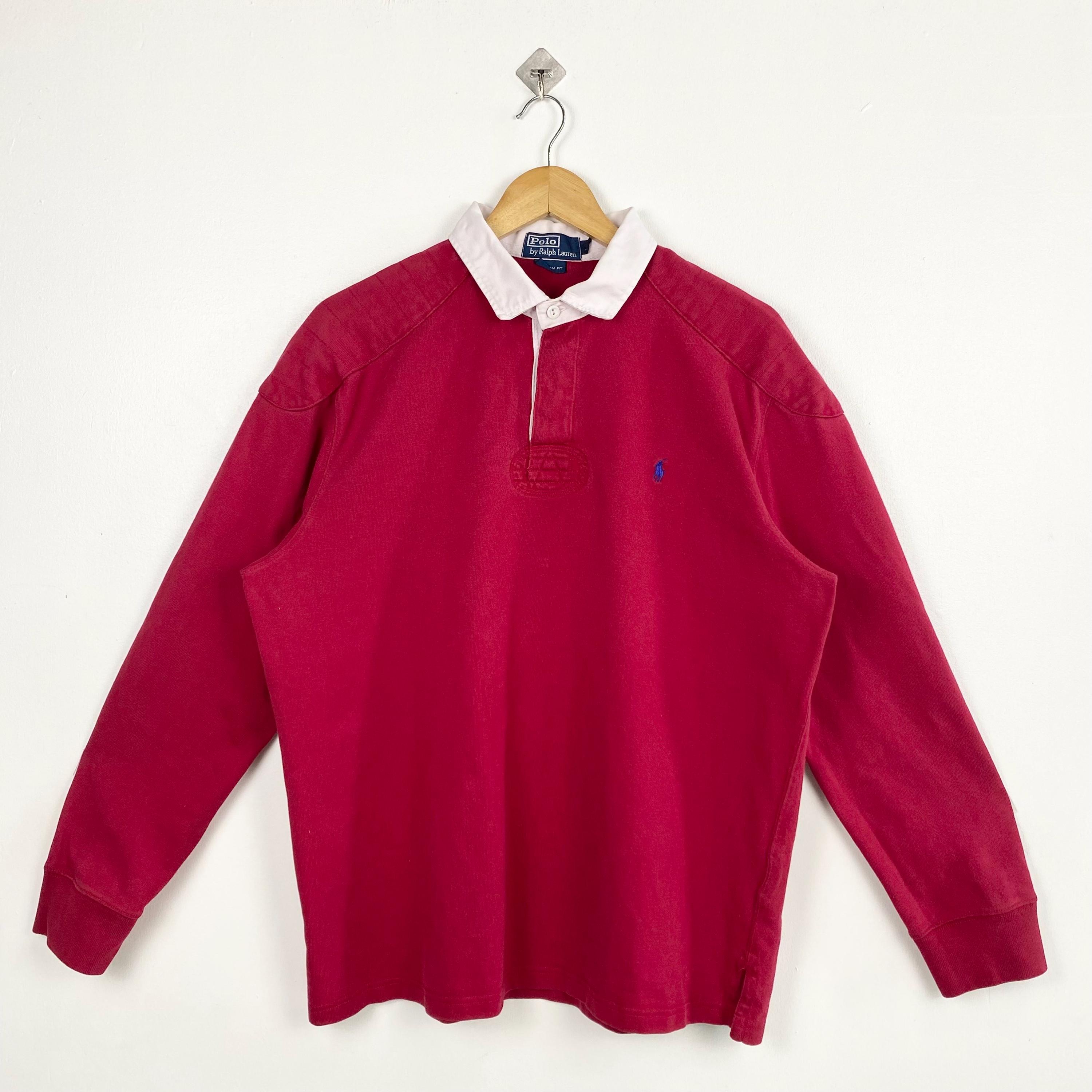 Vintage 90s Polo Ralph Lauren Rugby Shirt - Embroidery Logo - Red