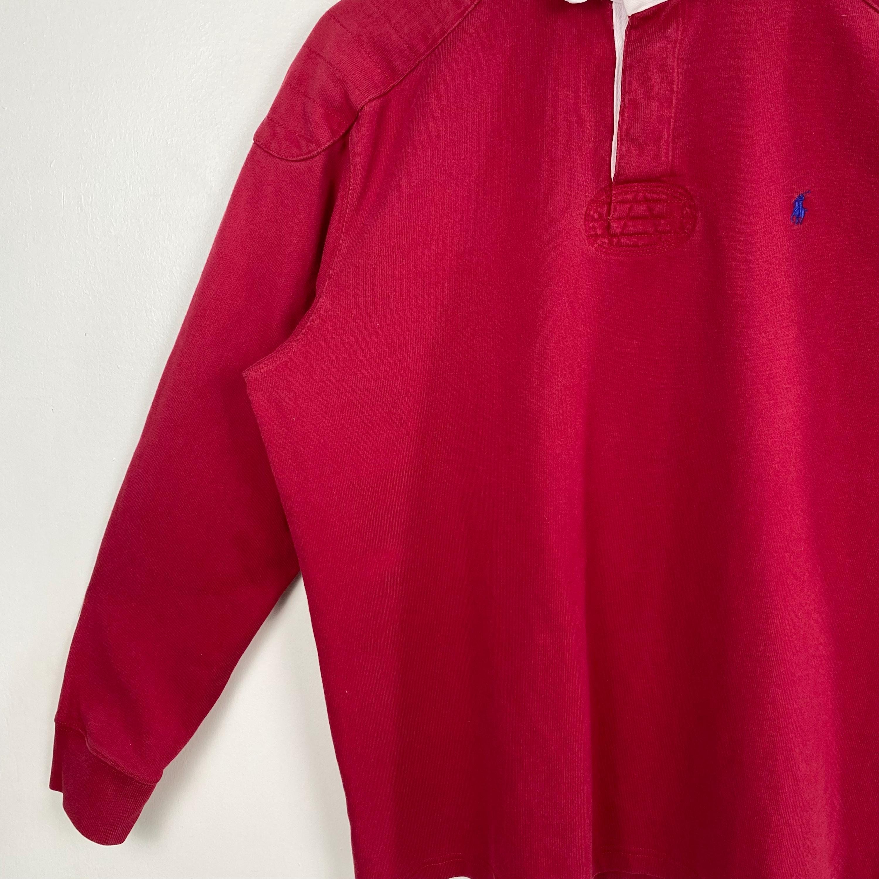 Vintage 90s Polo Ralph Lauren Rugby Shirt - Embroidery Logo - Red