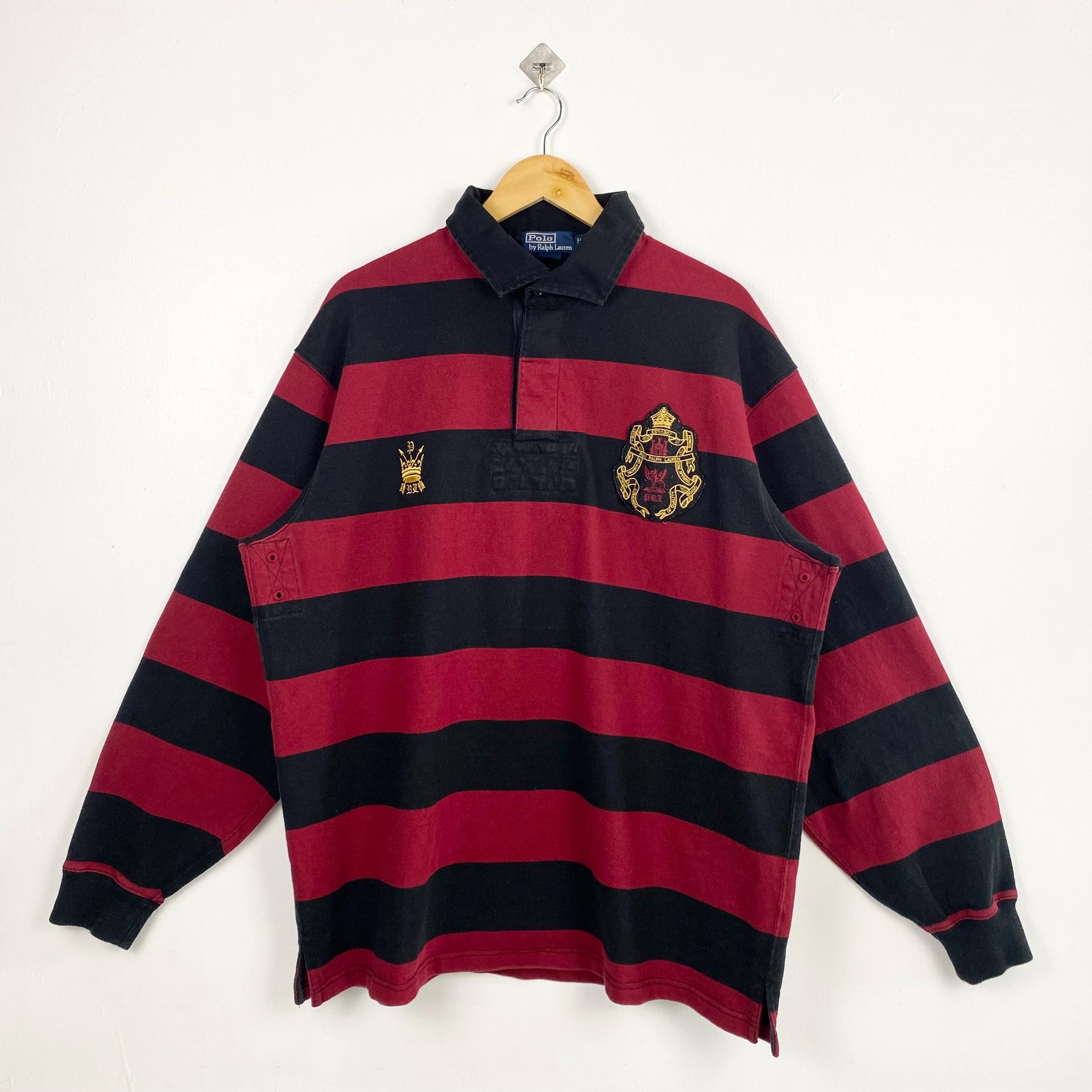 Vintage 90s Polo Ralph Lauren Rugby Shirt - Embroidery Logo - Red
