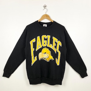 90s NCAA University of Southern Mississippi ‘Golden Eagles’ Crewneck Sweatshirt Print Logo Black Color Men’s Fit To M
