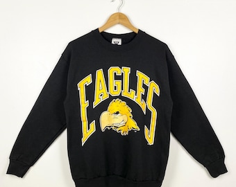 90s NCAA University of Southern Mississippi ‘Golden Eagles’ Crewneck Sweatshirt Print Logo Black Color Men’s Fit To M