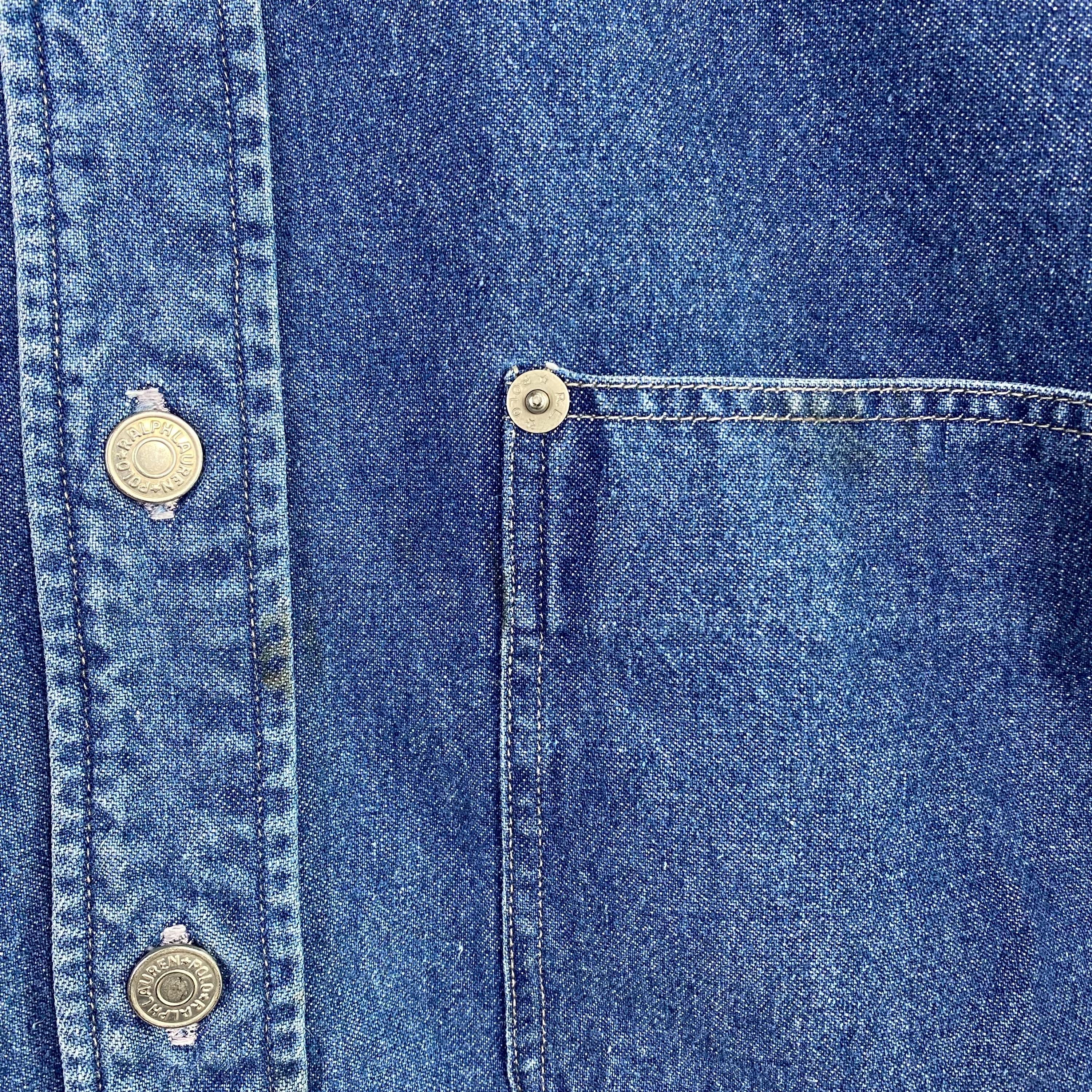 Vintage 90s Polo Country Ralph Lauren Denim Shirt - Blue Color