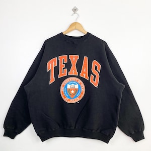 90s NCAA University of Texas at Austin ‘Longhorns’ Crewneck Sweatshirt Print Logo Black Color Men’s XL