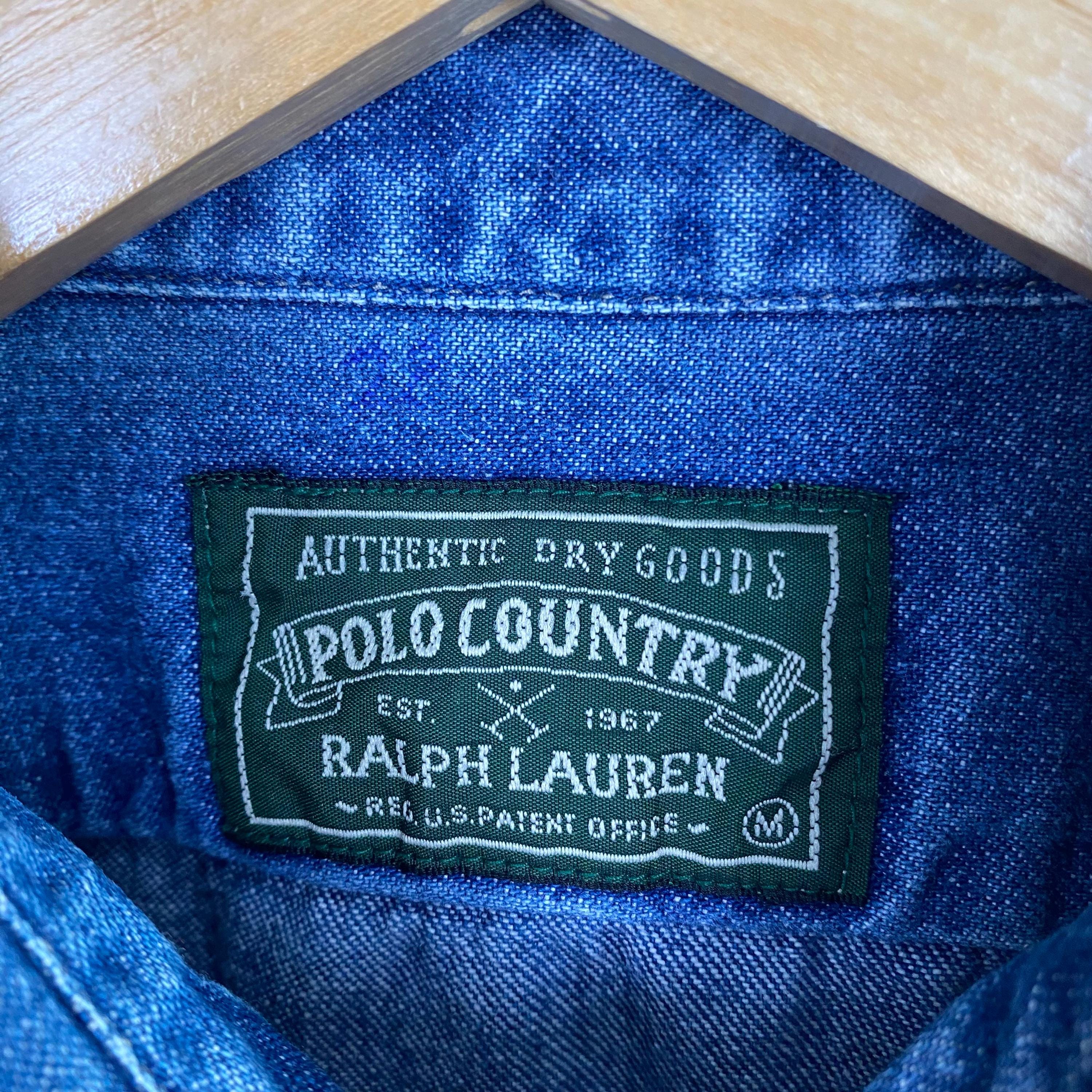 Vintage 90s Polo Country Ralph Lauren Denim Shirt - Blue Color