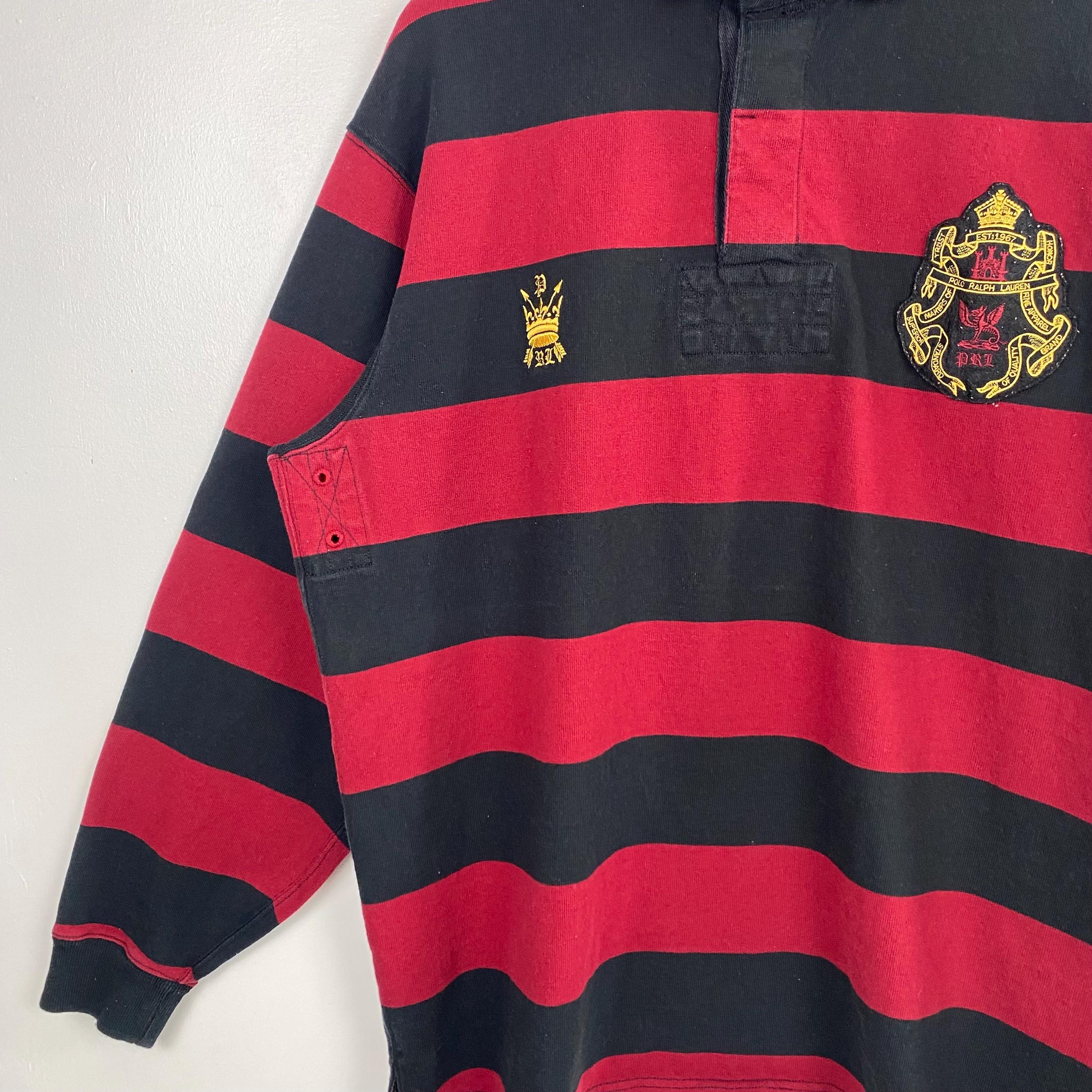 Vintage 90s Polo Ralph Lauren Rugby Shirt - Embroidery Logo - Red