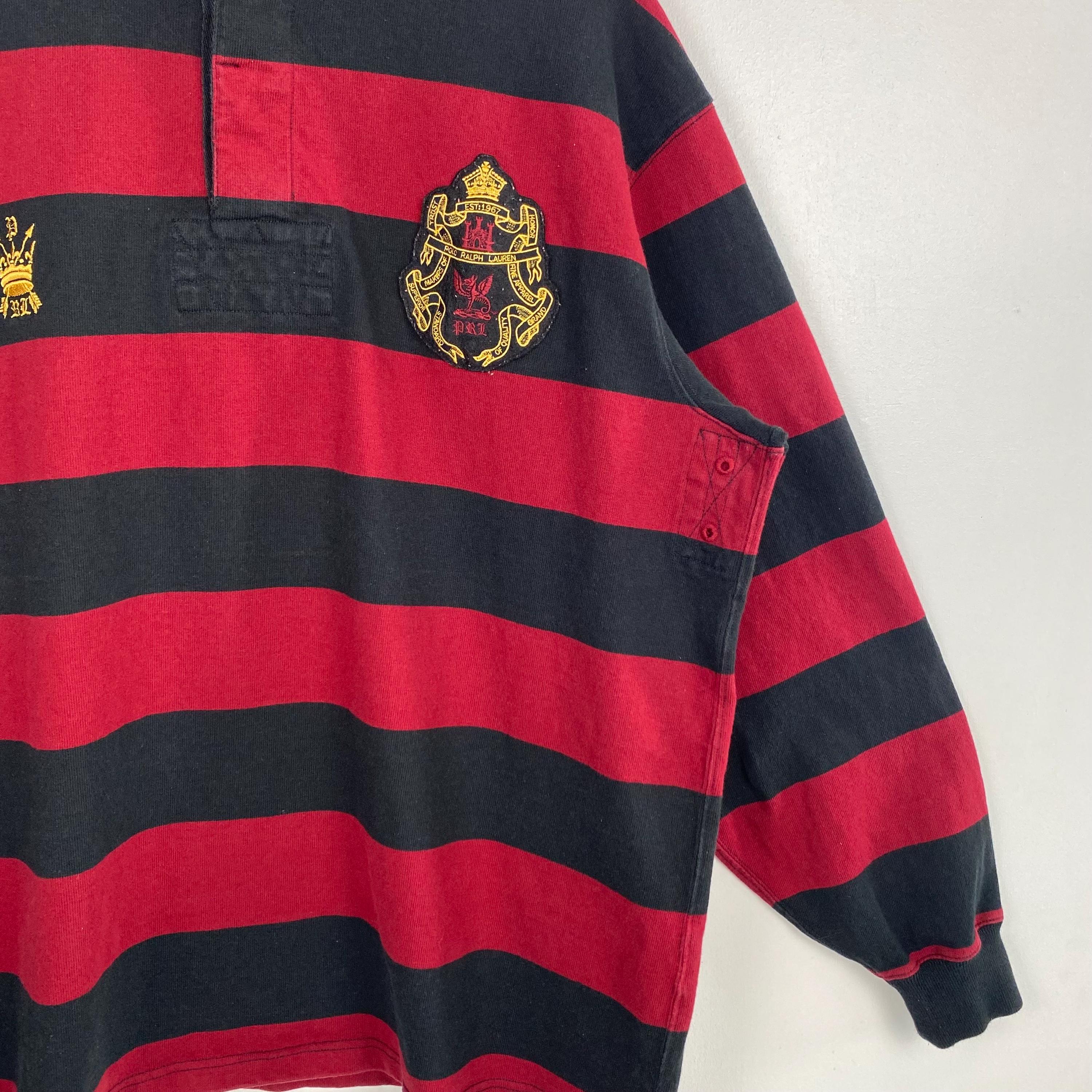 Vintage 90s Polo Ralph Lauren Rugby Shirt - Embroidery Logo - Red