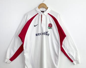 Maillot De Rugby Angleterre Vintage - Blanc - Taille L - Coton - Cotton Traders