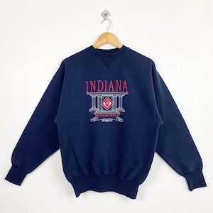 90s NCAA Indiana University Bloomington ‘Hoosiers’ Crewneck Sweatshirt Embroidery Logo Blue Color Men’s M