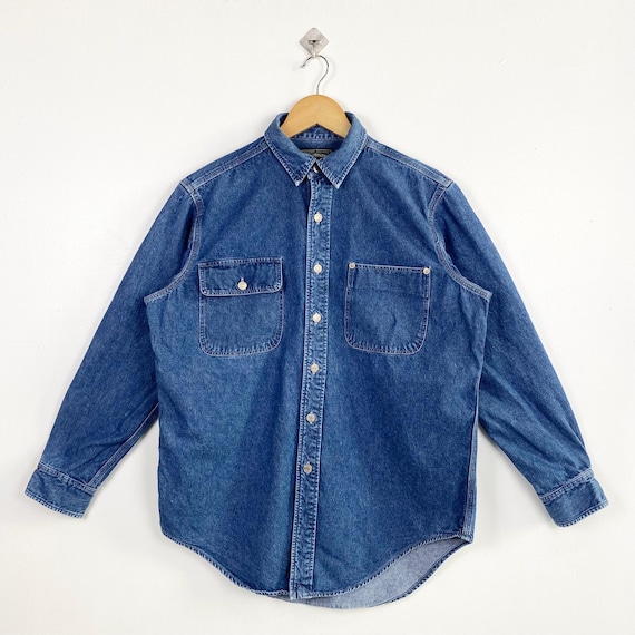 Vintage 90s Polo Country Ralph Lauren Denim Shirt - Blue Color