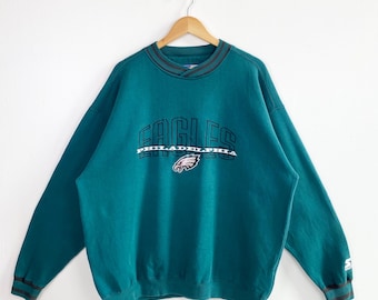 Sudadera vintage de los 90 de los Philadelphia Eagles - NFL - Starter - Logotipo bordado - Color verde - Talla XL para hombre