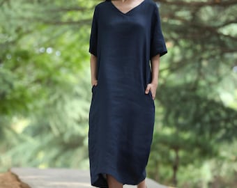 Linen Dress Vikolino , Linen Tee Shirt Dress , Linen Summer Dress Short  Sleeve , Linen Dress for Women Personalized Mothers Day Gift - Etsy Canada