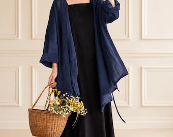 Oversized Cotton Linen Loose Fit Jacket: Chinese Zen Bohemian Cardigan Top F770