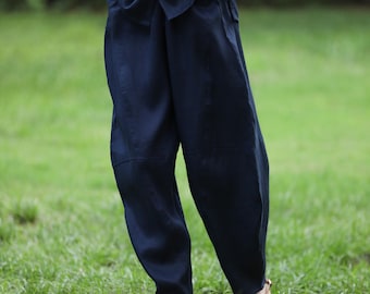 Boho Linen Harem Pants Loose Fit Wide Leg Trousers for Women Elastic Waist Loose Wide Leg Pants Linen Maxi Trousers Oversized Harem Pant B33