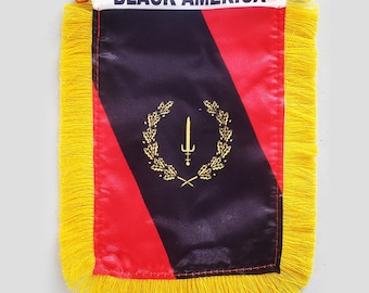 Black American Heritage 4" x 6" hangende vlag - achteruitkijkspiegel en dubbelzijdig - omzoomd met zuignap