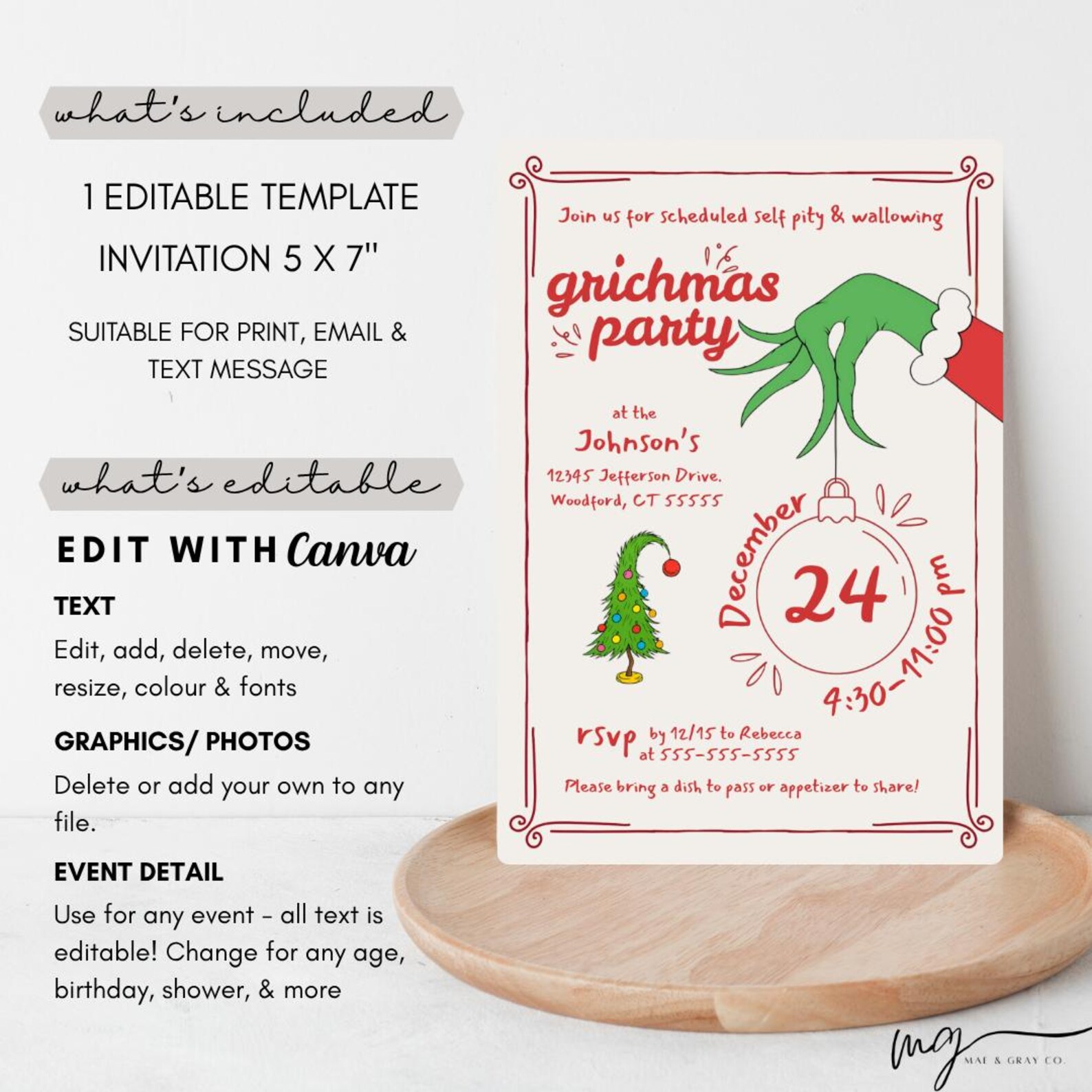 Editable Grumpy Party Invitation | Funny Christmas Printable (instant ...