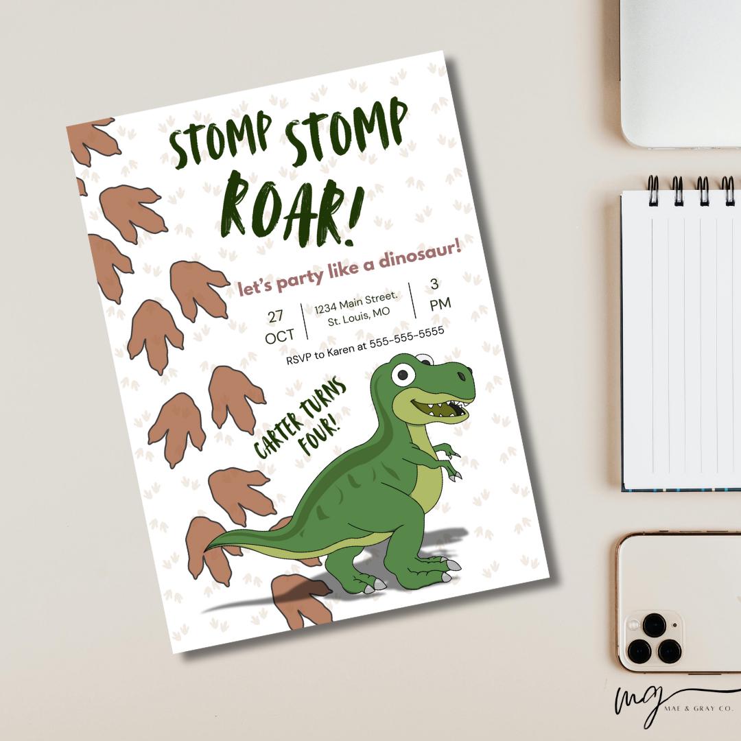 Dinosaur Party Invitation | Editable Canva Template for Kids ...