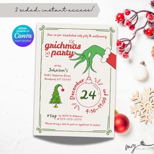 Editable Grumpy Party Invitation | Funny Christmas Invite  (Instant Editable Canva Download)