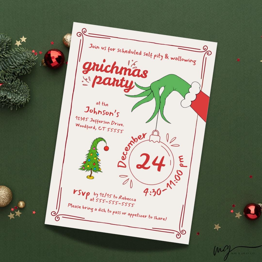 Editable Grumpy Party Invitation | Funny Christmas Printable (instant ...