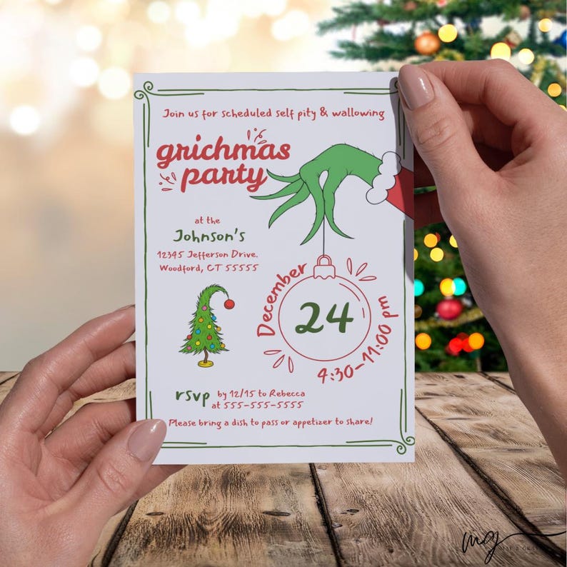 Editable Grumpy Party Invitation | Funny Christmas Invite (instant ...
