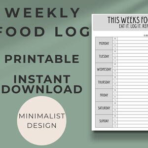 Registro semanal de comidas - Registro de comidas imprimible - Descarga instantánea en PDF