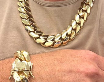 Miami Cuban Link  Gold Plated 20mm - 24inch Chain & Bracelet Set