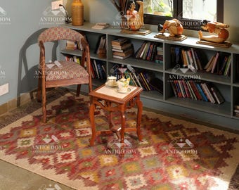 Tapis indien traditionnel tissé à la main, tapis géométrique aux dimensions personnalisées