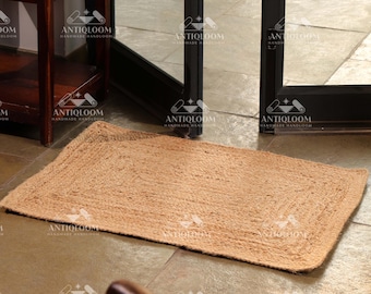 Tapis texturé naturel, tapis en jute naturel fait main pour escalier/porte/fenêtre/cuisine, peut être personnalisé en tapis de course ou de tapis