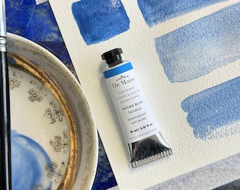 Gouache de lapislázuli azul celeste – Tubo de artista de 15 ml / Serie 5 / Color de piedra preciosa genuina
