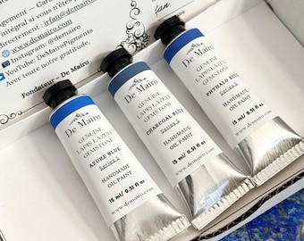 Colección Azul Sar-e-Sang: Set de pintura al óleo de lapislázuli auténtico (3 colores)